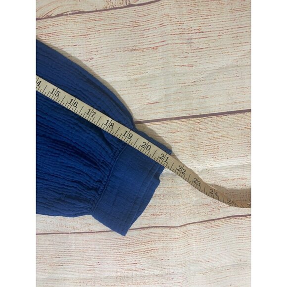 Aura Women's Blue Button Front Long Sleeve Midi Dress - Medium - Picture 10 of 13